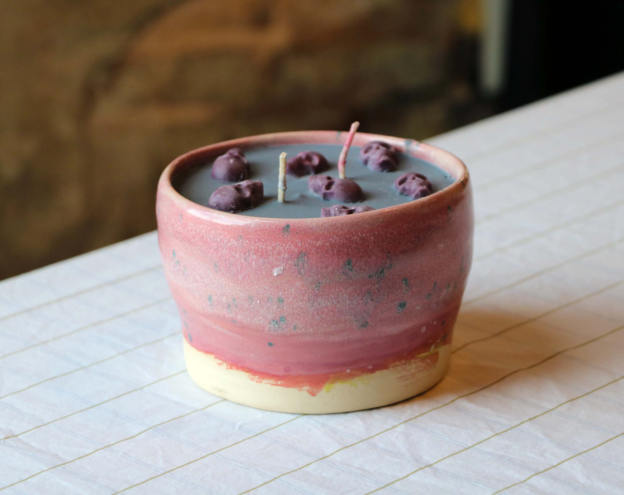 Pink Skull Candle
