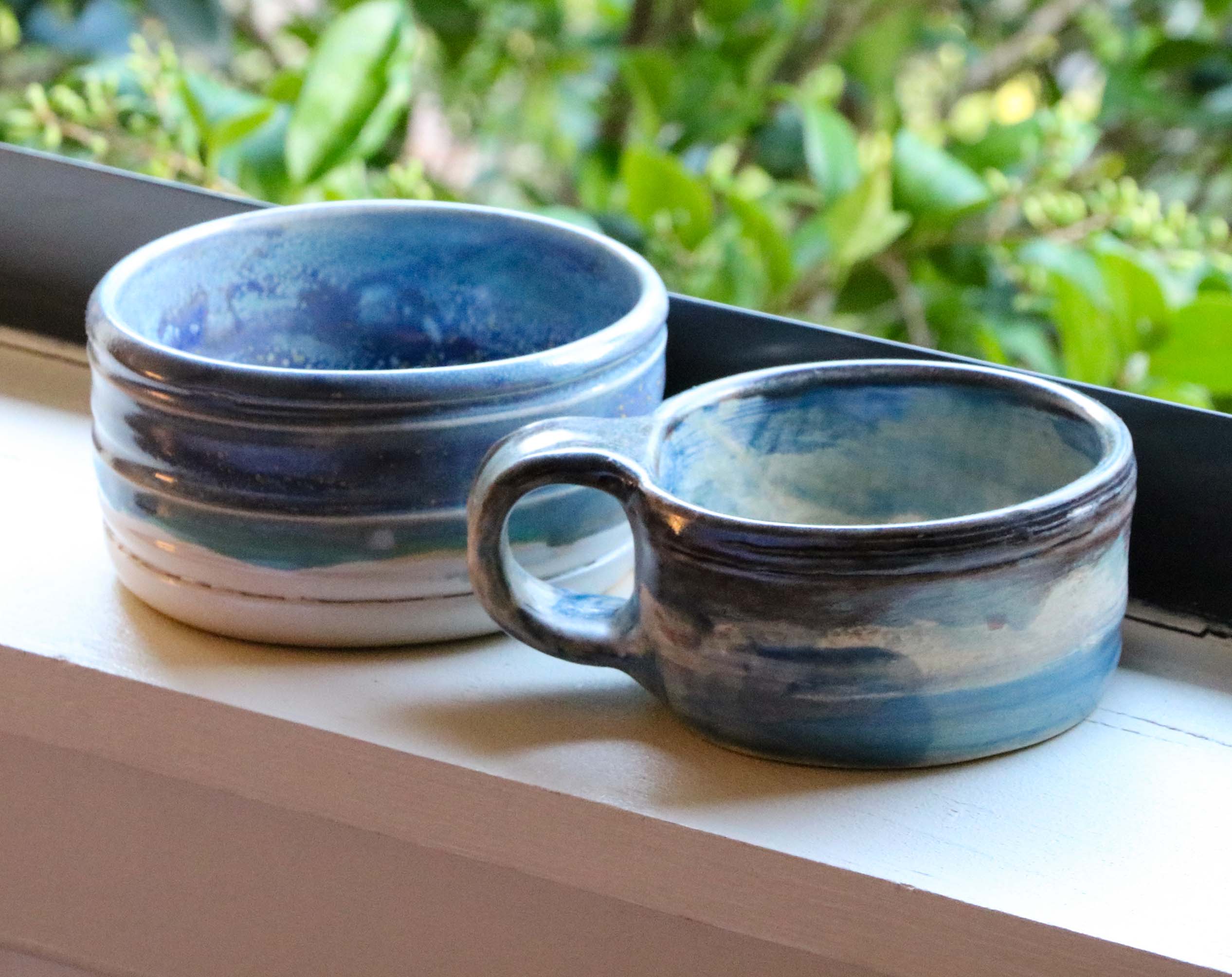 Cereal & Sip Gray Blue Mug & Bowl Set