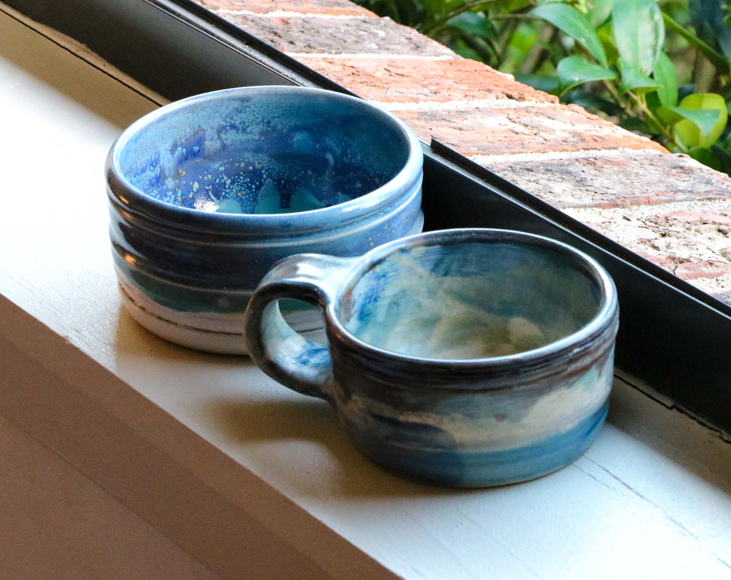Gray Blue Mug & Bowl Set